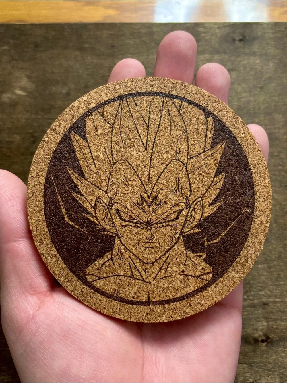 Dragon Ball Z Majin Vegeta Laser Engraved Cork Coaster